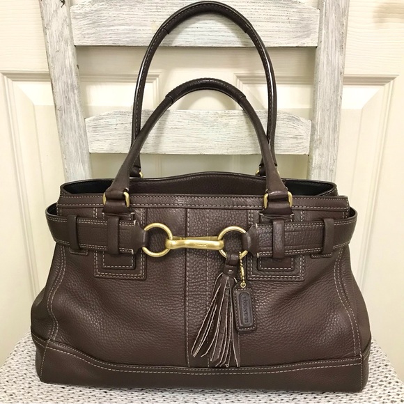 Coach Hampton Brown Leather Satchel - Picture 1 of 16